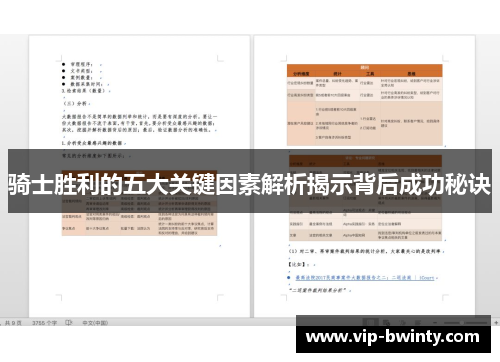 骑士胜利的五大关键因素解析揭示背后成功秘诀
