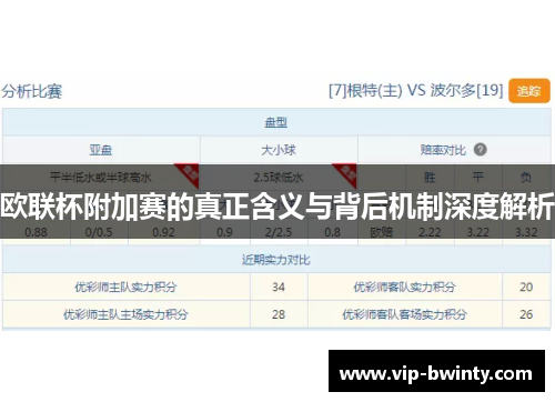 欧联杯附加赛的真正含义与背后机制深度解析